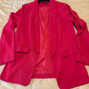 SHEIN Hot Pink Blazer Modern Open-Front Design